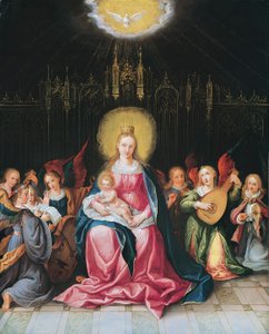 La Virgen y el Niño rodeados por siete ángeles músicos de Cornelis de Baellieur